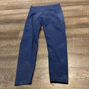 Adidas Blue Believe This 2.0 Badge Of Sport Print 7/8 High Rise Leggings